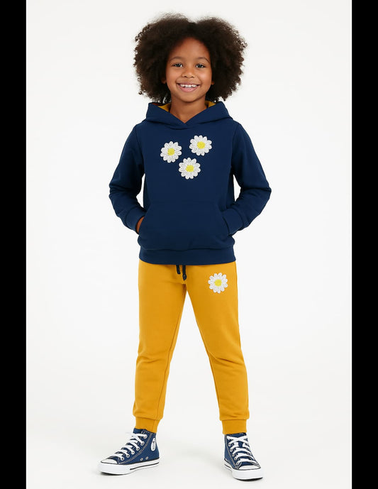 Survêtement 2 pièces fille Diverchic Daisies, réf. 222106018, sweat à capuche et pantalon assorti.
