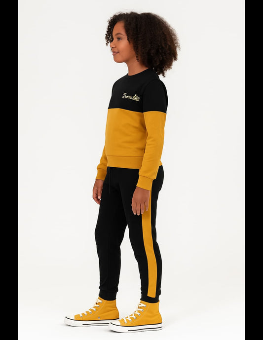 Survêtement 2 pièces unisexe Diverchic, réf. 222106036, sweat-shirt et pantalon color block.