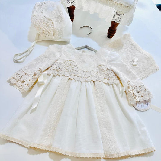 Vestido bebé ceremonia crudo LILUS 3 a 36 meses – Modelo 23144