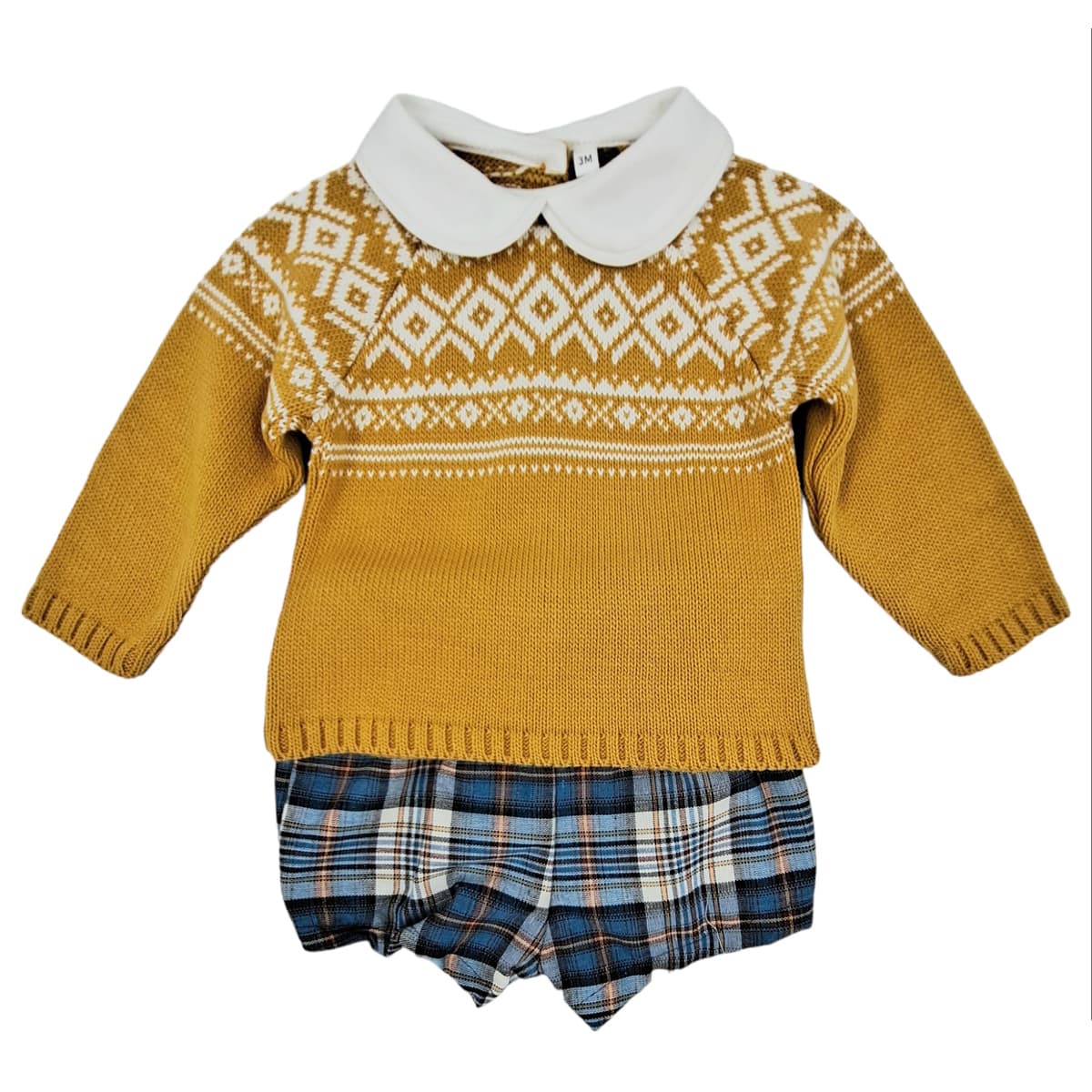 Conjunto dos piezas para bebé ocre cuadros BABY FERR 23368