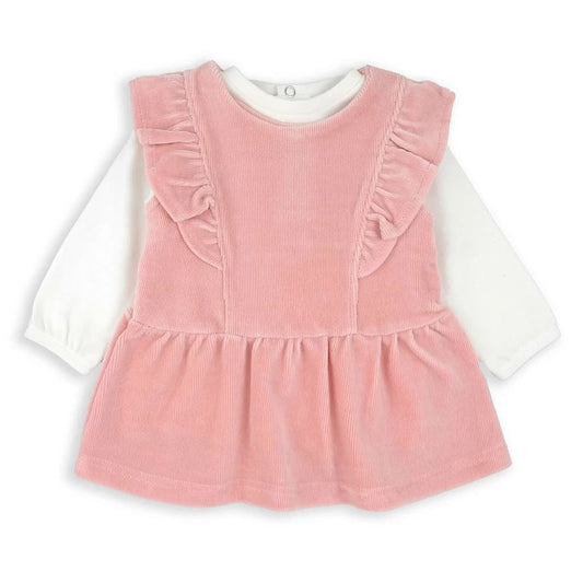 Vestido pichi de micropana rosa con camiseta de manga larga para bebé niña Babybol Referencia 241001