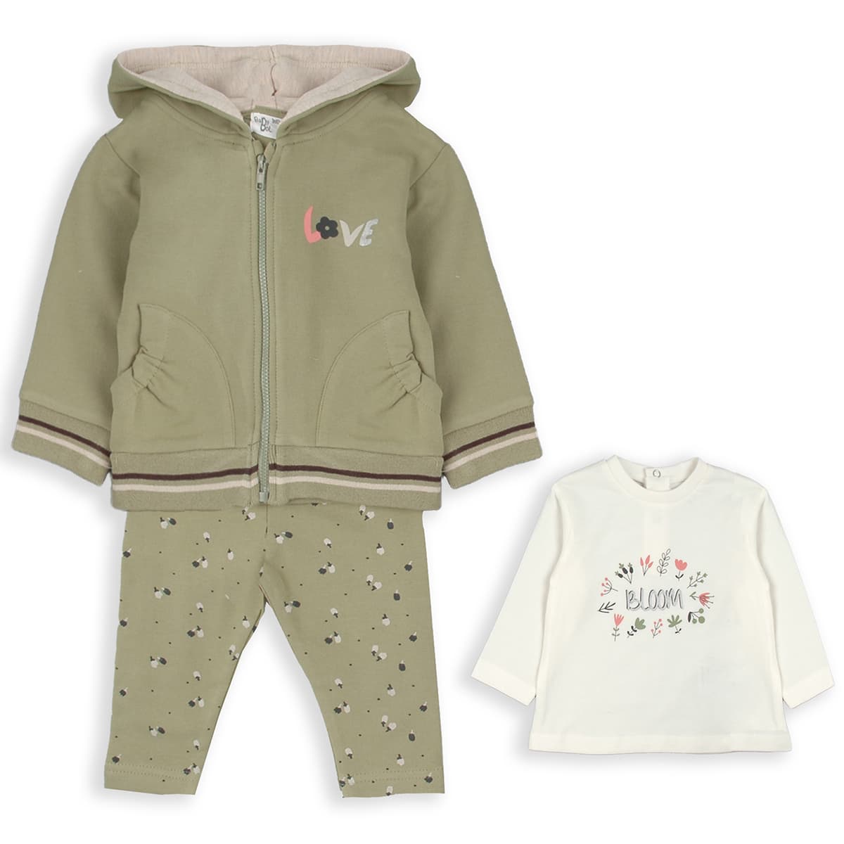 Conjunto pantalón y chaqueta tres piezas de bebé Love BABYBOL 241032
