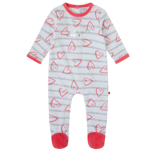 Pelele bebé terciopelo estampado corazones 24200447 – Yatsi