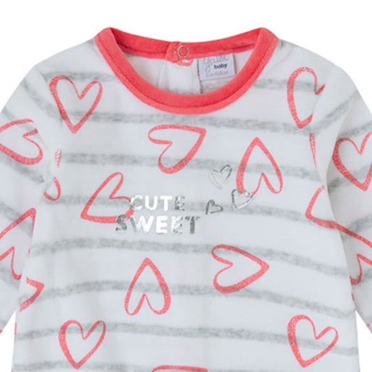 Pelele bebé terciopelo estampado corazones 24200447 – Yatsi