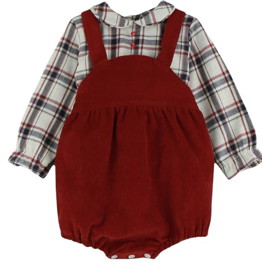 Conjunto rana granate para bebé camisa de cuadros BABY FERR 24251
