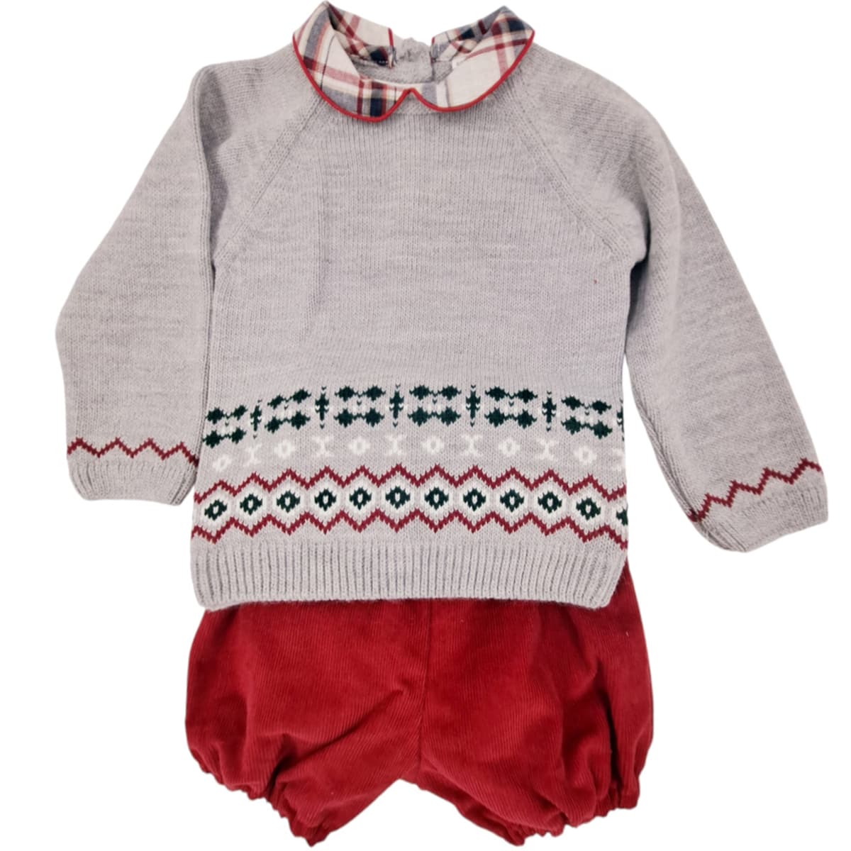 Conjunto dos piezas para bebé granate cuadros BABY FERR (6 A 36 MESES) 24274