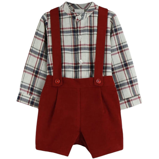 Conjunto pinocho granate para bebé camisa de cuadros BABY FERR 24353