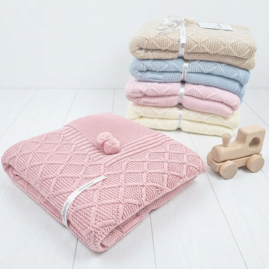 Toquilla de punto para bebé 100x100 cm | Manta suave para cuna, cochecito y arrullo MYBABYCHIC 2451