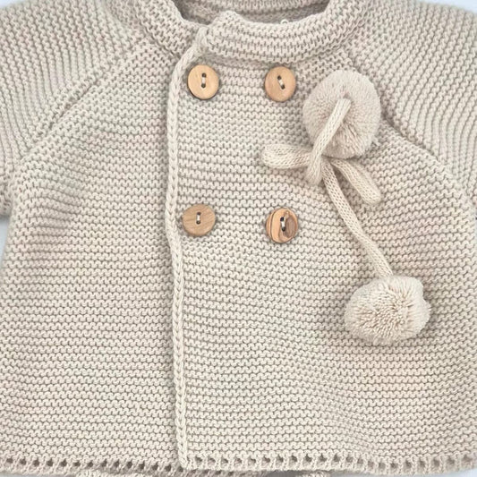 Conjunto de primera puesta para bebé arena con chaqueta, cubrepañal y capota MyBabychic 2456 Lana 100% acrílica