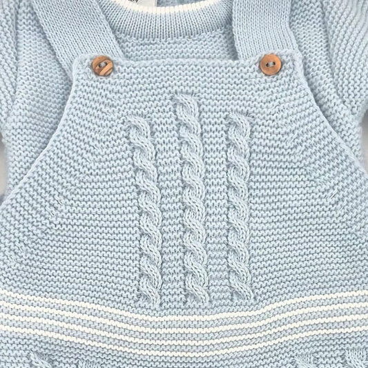Conjunto de primera puesta celeste con peto y capota Lana 100% acrílica MyBabyChic 2472