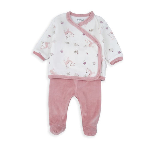 Pijama bebé Baby Bol tundosado zorritos rosa con cierre cruzado y polaina 250012