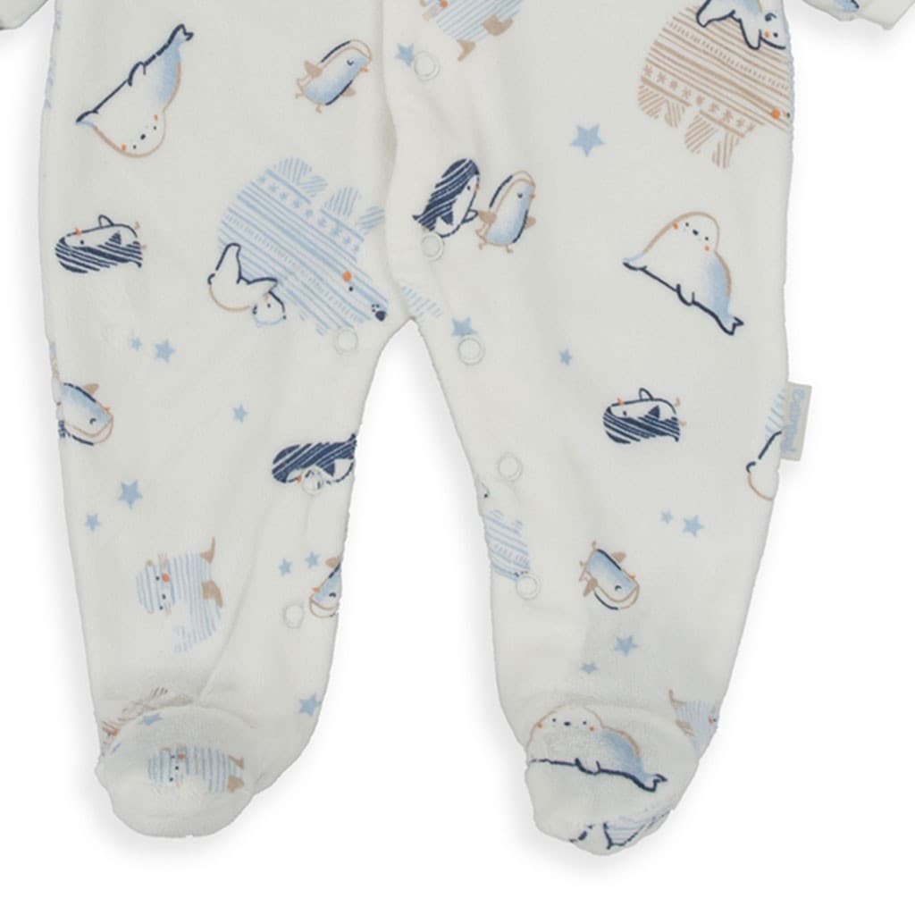 Pijama bebé Baby Bol tundosado con estampado de pingüinos y apertura delantera 250057