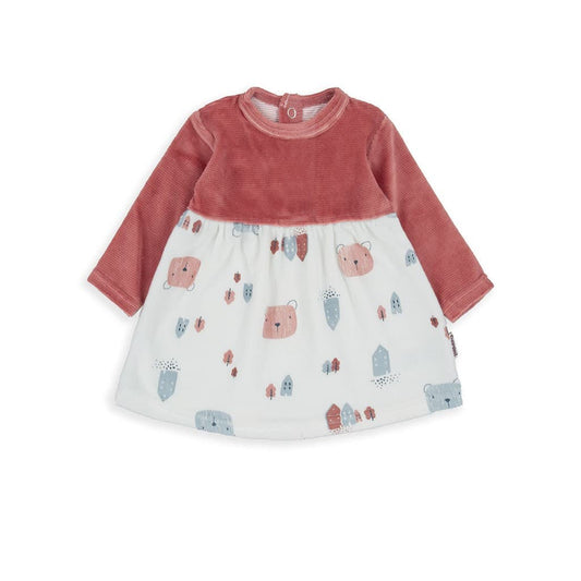 Vestido bebé tundosado Baby Bol manga larga con estampado y cierre de corchetes 250083