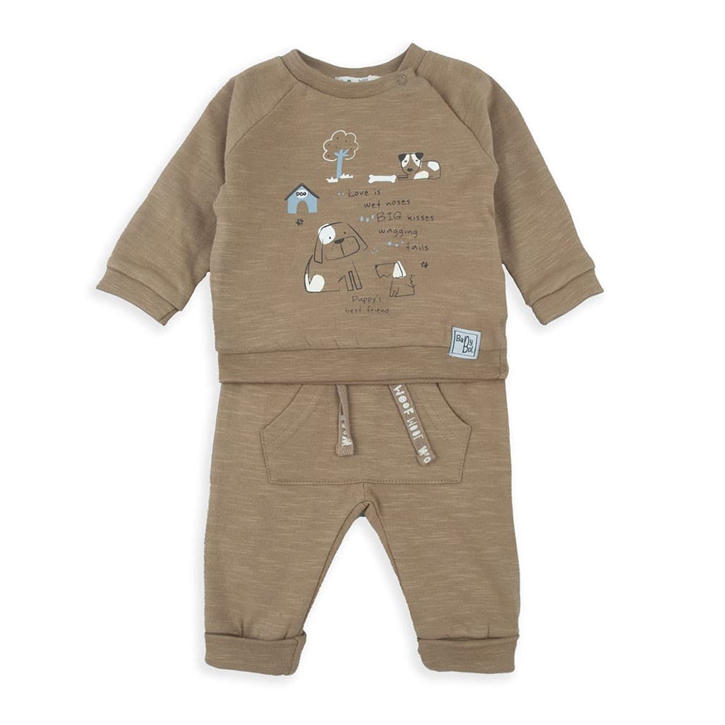 Conjunto bebé algodón con sudadera estampada perritos y pantalón Baby Bol 250814