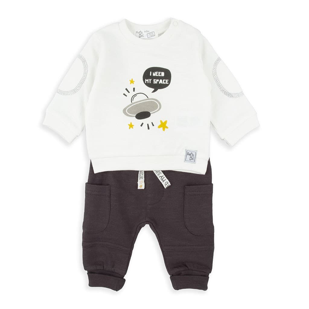 Conjunto de sweatshirt e calças Baby Bol 250816 em algodão. "Preciso do meu espaço."