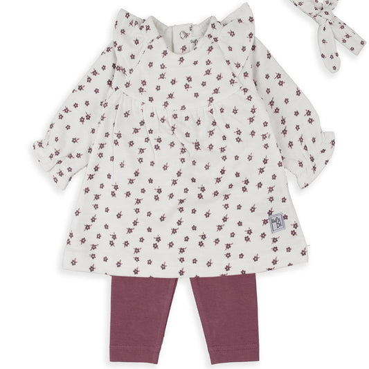 Conjunto de bebé BABYBOL con vestido estampado y leggings a juego 250831