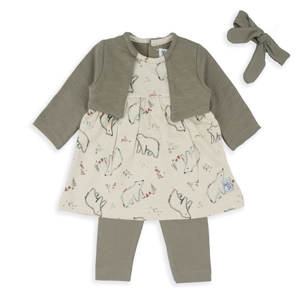Conjunto bebé vestido estampado osos polares con chaqueta y diadema Baby Bol 250834