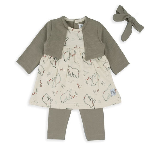 Conjunto bebé vestido estampado osos polares con chaqueta y diadema Baby Bol 250834