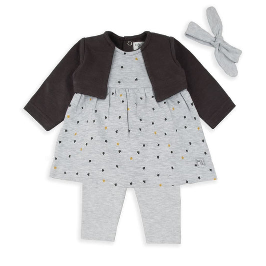 Conjunto bebé vestido gris con chaqueta y diadema Baby Bol 250836