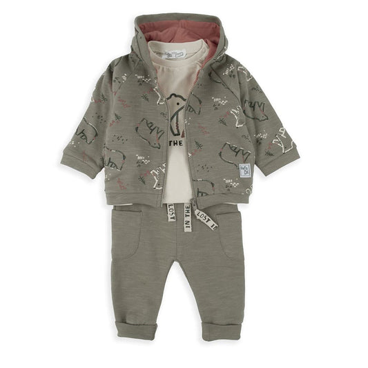 Conjunto bebé 3 piezas Baby Bol Chaqueta con capucha, camiseta y pantalón 250844