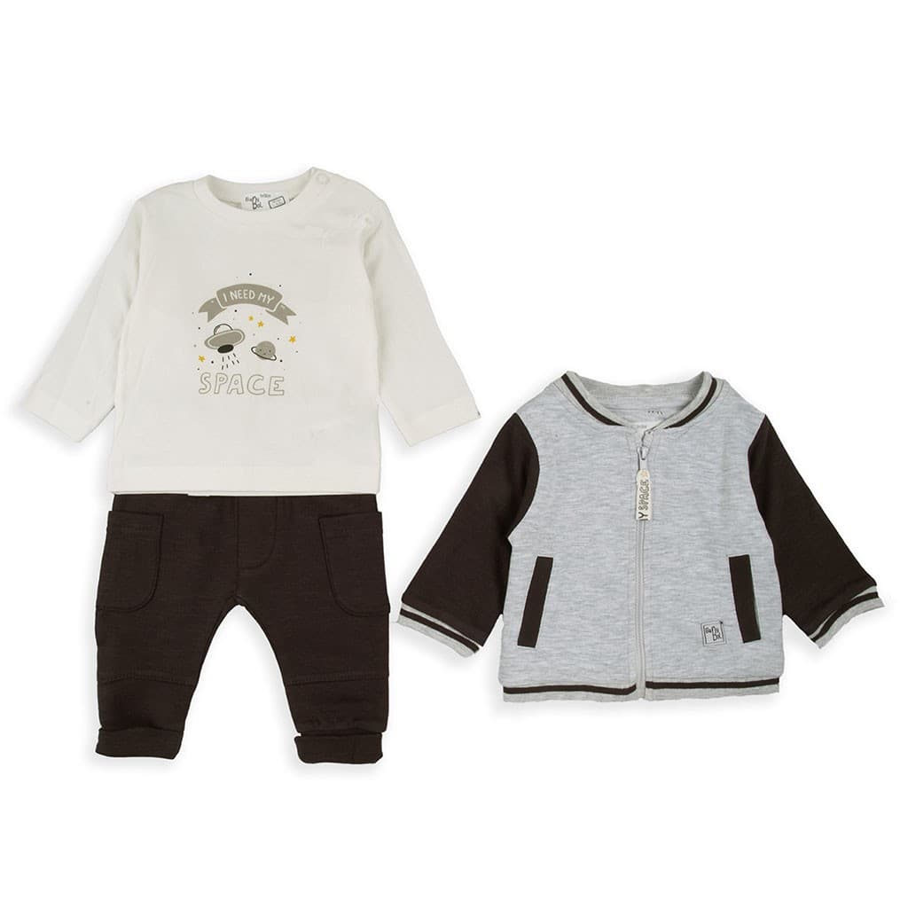 Conjunto de fato de treino Baby Bol de 3 peças com casaco de beisebol e estampado espacial 250846