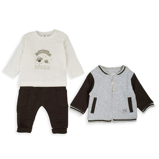 Conjunto de fato de treino Baby Bol de 3 peças com casaco de beisebol e estampado espacial 250846