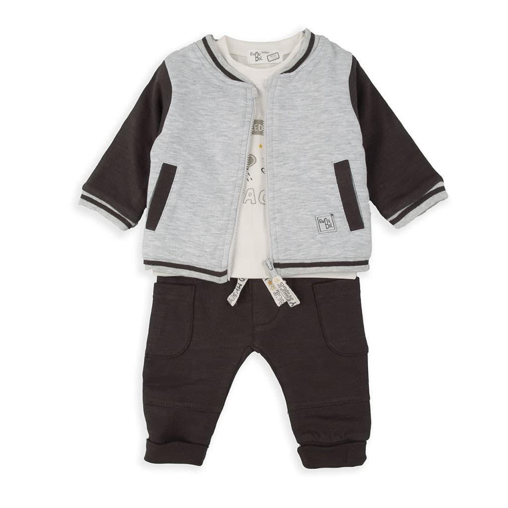 Conjunto de fato de treino Baby Bol de 3 peças com casaco de beisebol e estampado espacial 250846