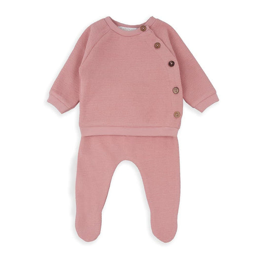 Conjunto recién nacido rosa con polaina y sudadera 250905 BabyBol