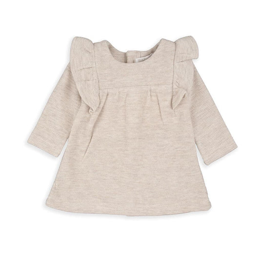 Vestido Beige bebé manga larga con volantes en algodón 250921 BabyBol