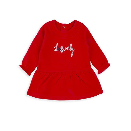 Vestido rojo bebé manga larga Baby Bol con bordado “Lovely” 251008