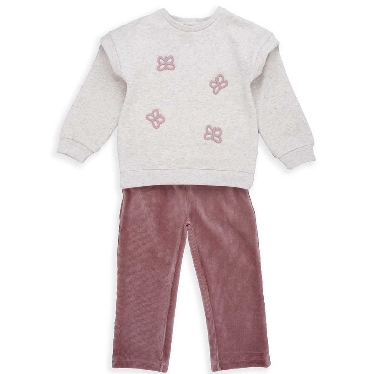 Conjunto infantil niña BABYBOL con sudadera bordada y pantalón de pana 251312