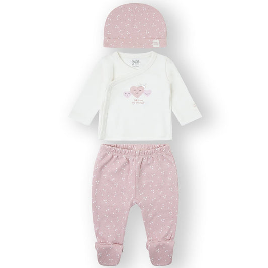 Conjunto 3 Piezas Yatsi Baby 25200011 Algodón Rosa Corazones (0 a 3 meses)