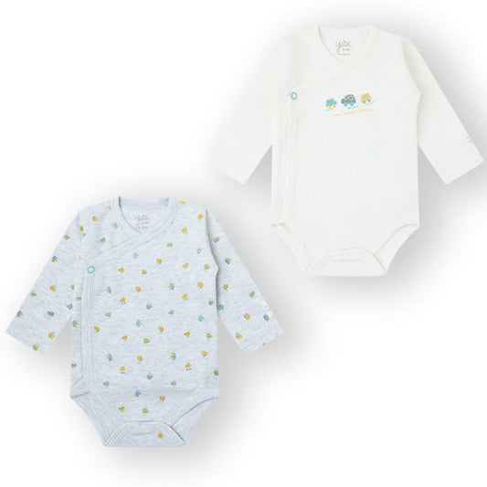 Pack de 2 bodies azuis e brancos para bebé Yatsi 25200105 Algodão extra macio e design prático 