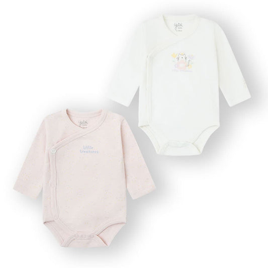 Pack de 2 bodies rosa e branco para bebé Yatsi 25200110 Algodão extra macio e design encantador 