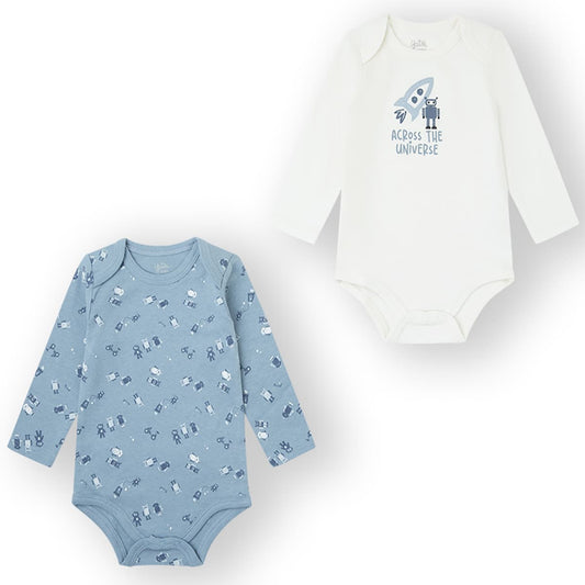 Conjunto de 2 bodies de manga comprida Yatsi Baby 25200121 Space Blue &amp; Universe 