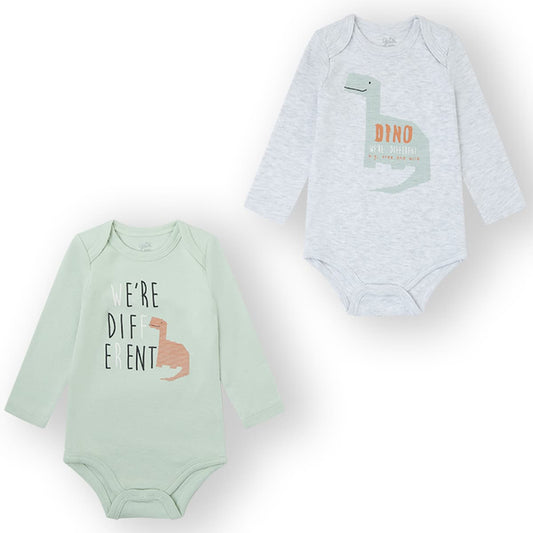 Conjunto de 2 Bodys Yatsi Baby Manga Comprida 25200123 – Verde Menta e Dino 