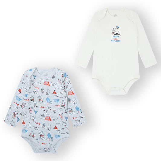 Pack de 2 bodies para bebé Happy Explorers Yatsi 25200125 Algodão macio e desenhos originais 