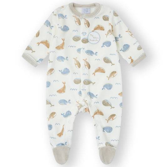 Pijama Tundosado Bebé Yatsi 25200306 – Ballenas Azul y Beige