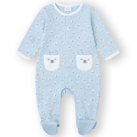 Pijama Bebé Algodón Yatsi Ref. 25200351 Pelele Azul con Bolsillos Bordados