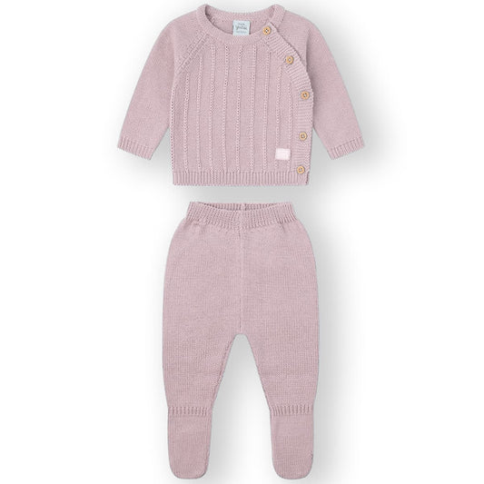 Conjunto bebé primera puesta punto rosa palo 25200602 – Yatsi