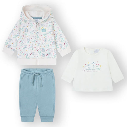 Chándal bebé 3 piezas Yatsi “Sweet Home”  Chaqueta con capucha, camiseta y pantalón 25201505