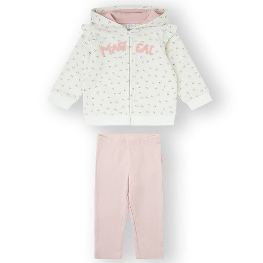 Chándal Bebé Yatsi Baby 2 Piezas Ref. 25202501 Sudadera con Capucha “Magical” y Leggings Rosa