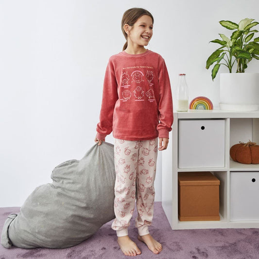 Pijama comprido para menina jovem Slide 25208305 Polar macio com estampado de ovelhas 