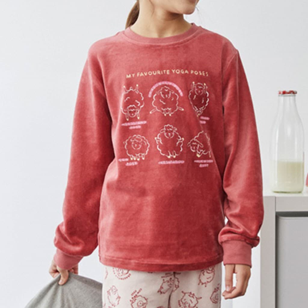 Pijama comprido para menina jovem Slide 25208305 Polar macio com estampado de ovelhas 