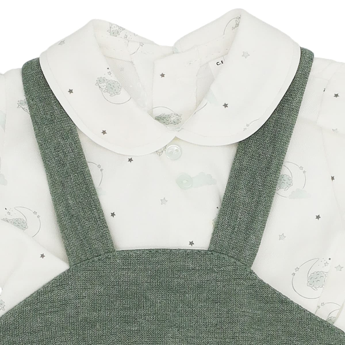 Salopette bébé verte avec chemisier imprimé Baby-Ferr 25341 (1 à 18 mois)