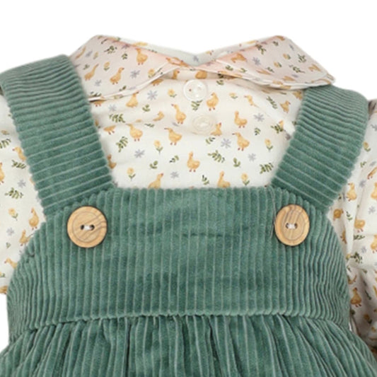 Conjunto de Macacão de Bebé em Veludo Verde com Blusa Estampada Baby-Ferr 25345 (1 a 18 meses)