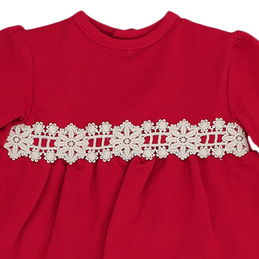 Vestido de bebé Baby Ferr 25440 Borgonha com renda floral (3 a 36 meses)