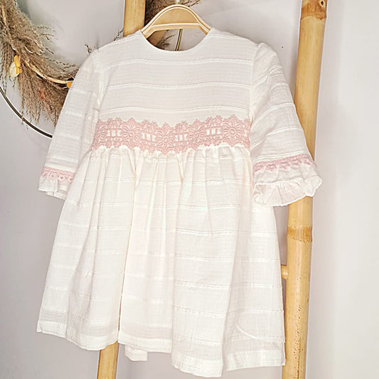 Vestido de ceremonia beige para niña – Baby-Ferr 25531