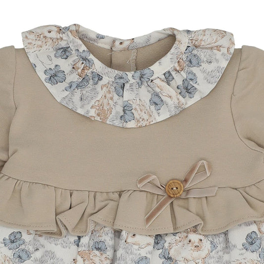 Vestido Camelo para Bebé com Folhos e Estampado de Ouriço Baby-Ferr 25601 (6 a 36 meses)