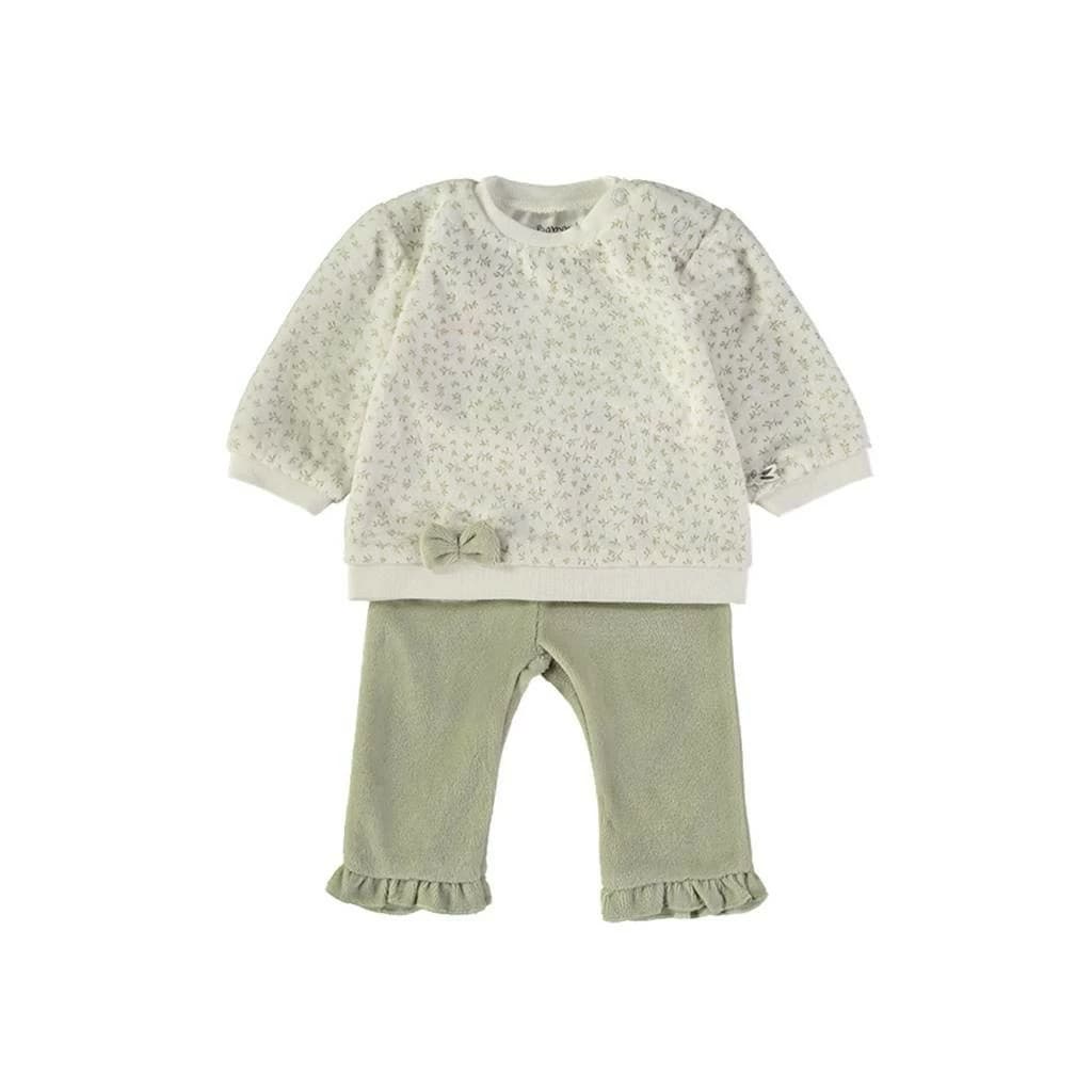 Conjunto Babybol cinza e verde para bebé menino com sweatshirt e calças 522152110 Conforto e estilo casual